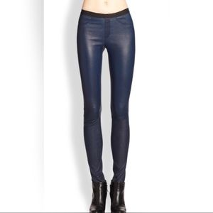 Helmut Lang Blue Leather Leggings sz 6